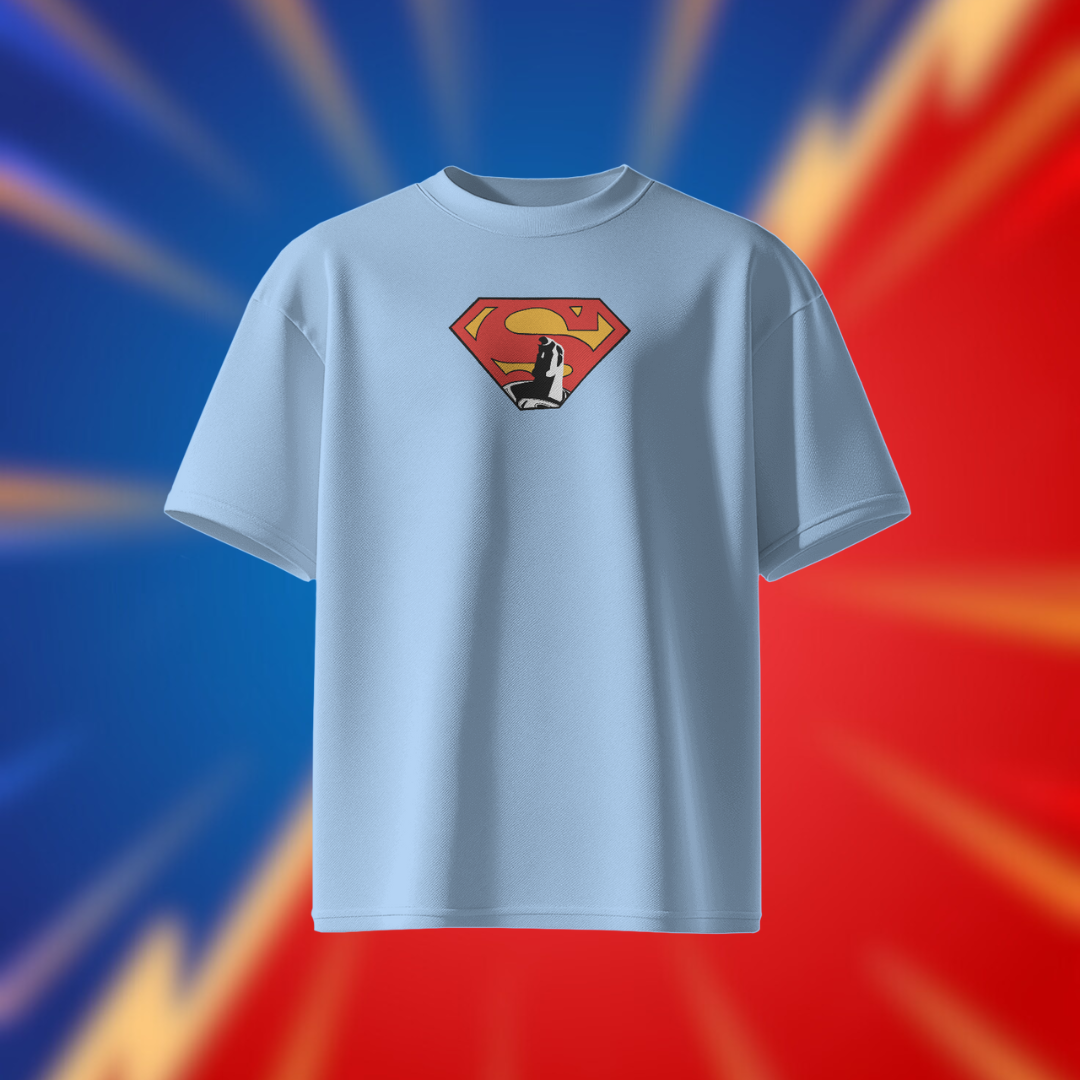 superman tshirt light blue